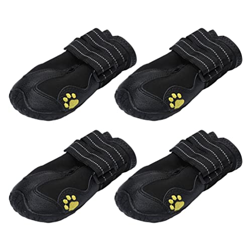 Mipcase Hundeschuhe 4 Stücke Hundestiefel wasserdichte Haustierstiefel Anti- Rutsch Dog Booties Wear- Resistent Welpen Schuhe Outdoor Walking Pet Klaue Stiefel Pet Supplies (Schwarz) von Mipcase