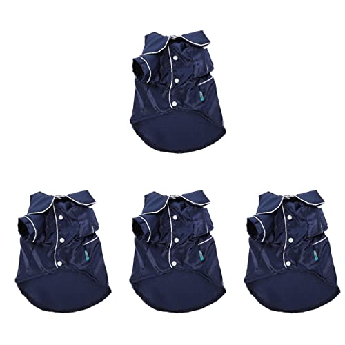 Mipcase 4-Teilige Katzenweste Bequeme Hemden Weiche Pyjamas Baby-Yorkie-Kleidung für Welpen Mädchen Katzen Marineblau Hundemantel Pyjama Strampler Schlafoveralls Overall Kostüm von Mipcase