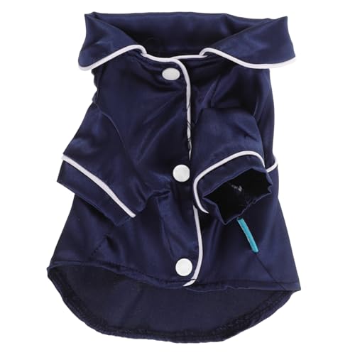 Mipcase 4-Teilige Katzenweste Bequeme Hemden Weiche Pyjamas Baby-Yorkie-Kleidung für Welpen Mädchen Katzen Marineblau Hundemantel Pyjama Strampler Schlafoveralls Overall Kostüm von Mipcase