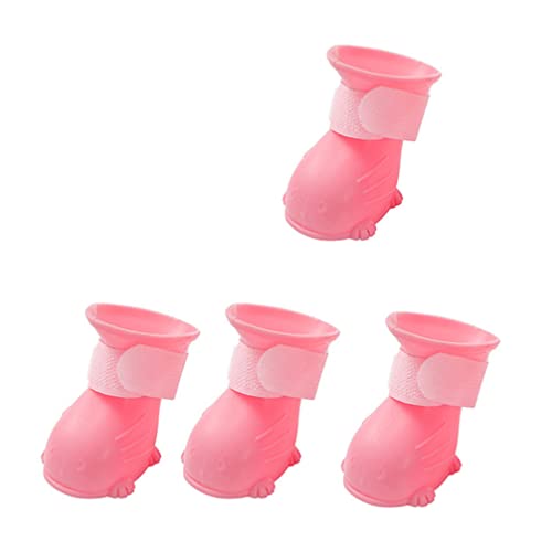 Mipcase 4Pcs wasserdichte Hundestiefel Gummi- Hundestiefel Pfotenschutz Anti- Slip- Regenschuhe Outdoor Haustier Vorräte für Regnerisches Schnewetter Pink von Mipcase