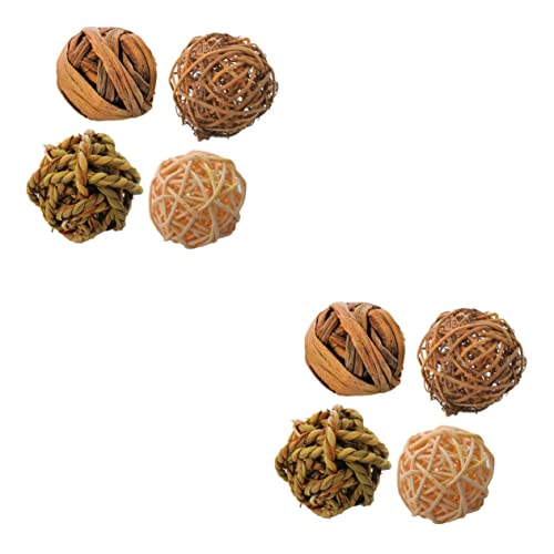 Mipcase 8-teiliges Set Papagei Nagt An Einem Takraw-kugelspielzeug Rattan-dekor Heu Kaninchen Spielzeug Kaninchenspielzeug Kauspielzeug Für Papageien Weide Bambus Puzzle Kleiner Papagei von Mipcase