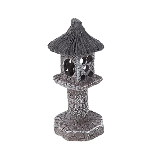 Mipcase Aquarium Landschaftsbau Ornamente Teichturm Künstliche Lampe Tischdecke Fisch Miniatur Türme Aquarium-dekor Zubehör Schreibtisch-meditationsdekor Figuren Harz Bonsai Pagode von Mipcase