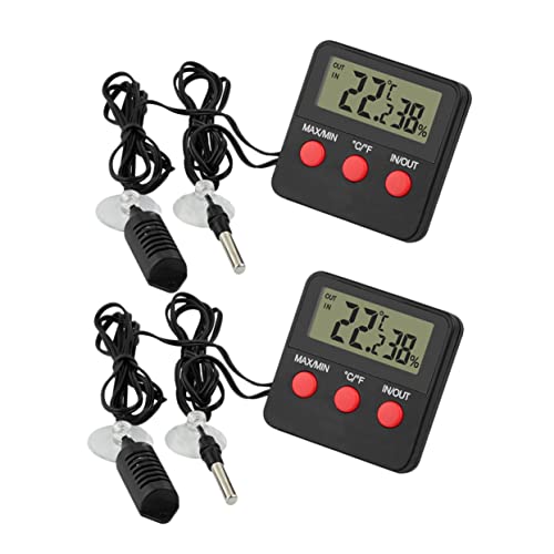 Mipcase Box Mit 2 Sätzen Haustier-Thermometer Digitales Hygrometer Thermostat Für Reptilien Elektronisches Zubehör Feuchtigkeitsmesser Für Reptilien Eidechse Abs Nass Und Trocken von Mipcase