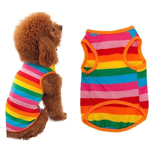 Mipcase Hemden Für Hunde Hundeweste Sommer Regenbogen-trägershirt Für Hund Hemd Für Katze Hundekleid Regenbogenstreifen-Shirts Für Hunde Hund Tuch Trachtenhemd Haustier Sommerkleid von Mipcase