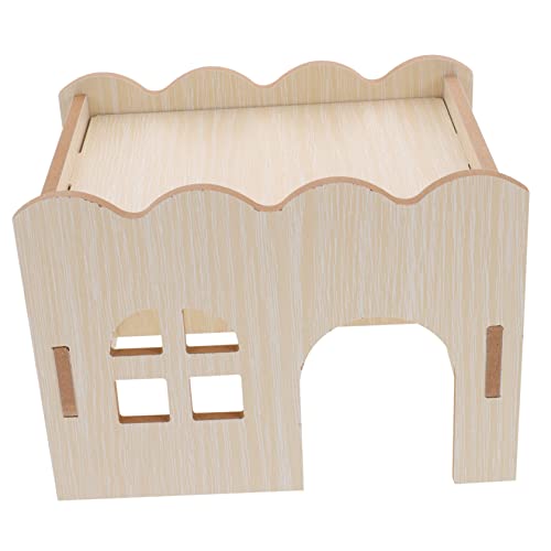 Mipcase Holzhaus Holzhütte Für Meerschweinchen Hasenversteck Hamsterhäuser Verstecke Hamsterhaus Versteck Rennmausversteck Holz Hamster Holzhütte Spielzeug Hängematte Hamsterkäfig von Mipcase