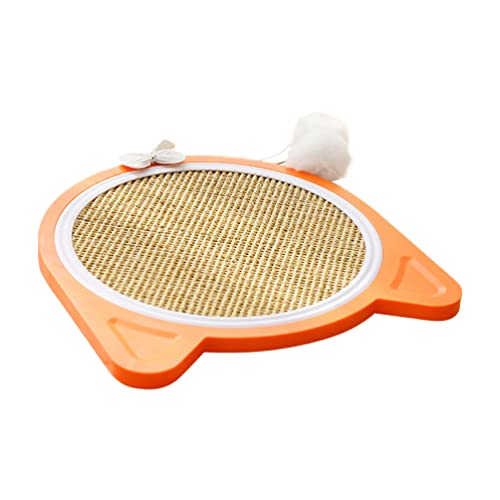 Mipcase Katzenkratzer Sisal Board Cat Crocker Matte Natural Sisal Cat Kratzpolster mit Pompomkugeln Spielzeug für Innenkatzen Kätzchen Orange von Mipcase