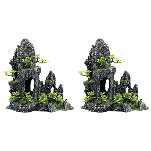 Mipcase Mountain Montagne Dekorationsharz für Aussichtsversteck Künstliche Schöne Landschaft Pierre Aquarium Mountain- Tree Decor Rockery Cave Ornament Tank Artificielle Fish von Mipcase