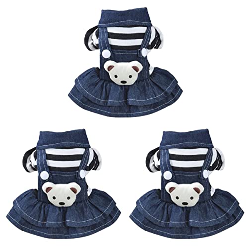 Mipcase 3st Hunde-Overalls Hundebekleidung Pyjama-Kleid Welpenkleid Für Jeans-Overall Für Hunde Kleidung Kleider -kostü Für Hunde Haustier Schrank Sommerjeans ädchen Jacke Der Hund von Mipcase