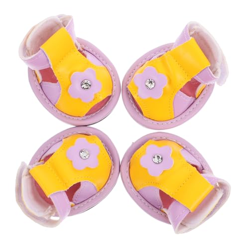 Mipcase Sommer Dog Shoes 4pcs Atmungsaktivem Welpenpfotenschutz Blumensandalen Slip Puppy Stiefel Nicht -schlupf -Pfoten -beschützer Für Kleine Hund Hunde Katze Welpe Violet von Mipcase