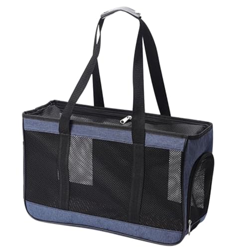 Mipcase Tasche Für Haustiere Haustierbedarf Katzenzwinger Transportbox Für Katze Katzenkäfig Katzenstreuschaufel Mit Beutel Futterspender Tragetasche Für Katzen Träger Blue Netz von Mipcase