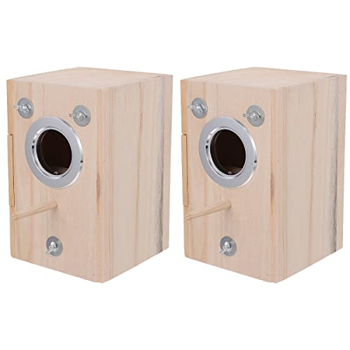 Mipcase Vogel Holz Nest Box House: 2Pcs Shotet- Paarung Box Papageien Zuchtkäfige Schachtel Blockiernisthaus für Lovebirds Cockatiels Blockier Swallow Sparrow Hummingbird Vorräte von Mipcase