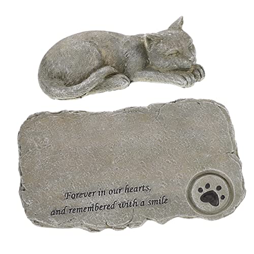 Mipcase Kätzchen Hund Ornament Outdoor- Katzen-denkmal Hund Grabsteine Trittsteine ​​im Freien Katzengräber Katzen Grabsteine ​​für Gräber Brücke Katze Haustier Karikatur Harz von Mipcase