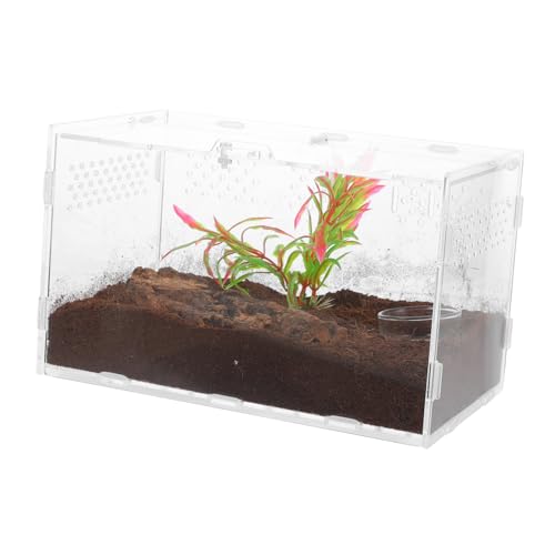 Mipcase transparentes Terrarium Leopard Frosch-Panzer Gecko füttern Dinosaurier Schlange Tank gehäuse Einsiedlerkrebsbecken klares Reptiliengehege Schildkrötenkäfige und Lebensräume Acryl von Mipcase