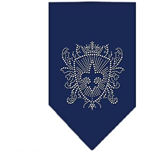 Mirage Fleur de Lis Shield Bandana mit Strasssteinen, Größe L, Marineblau von Mirage Pet Products