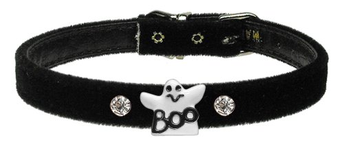 Mirage Ghost Charm Halsband, 30,5 cm, Schwarz/Samt von Mirage Pet Products