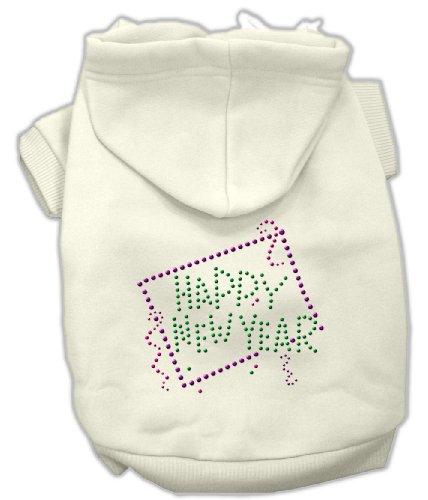 Mirage Pet Products 30,5 cm Happy New Year Strass-Hoodies, Größe M, cremefarben von Mirage Pet Products