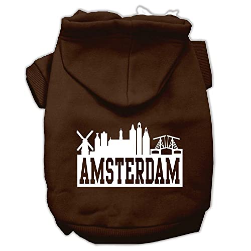 Mirage Pet Products Amsterdam Skyline Kapuzenpullover, Siebdruck, Größe XS, Braun von Mirage Pet Products