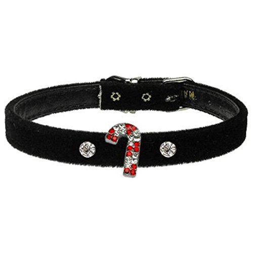 Mirage Halsband mit Zuckerstangen-Anhänger, 25,4 cm, schwarzer Samt von Mirage Pet Products