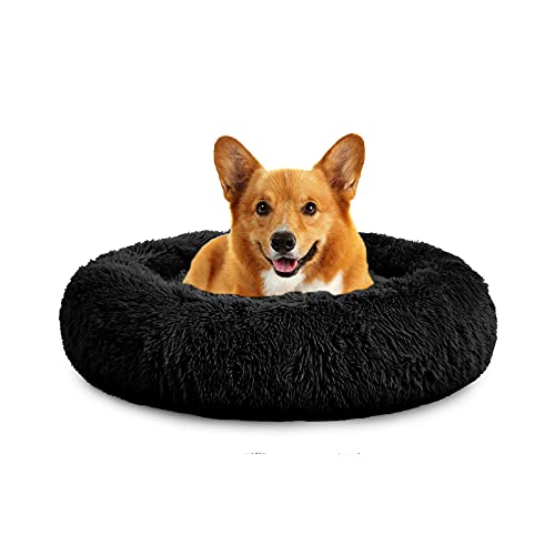 Mirkoo Dog Beds Beruhigendes Donut-Haustierbett, waschbar, Anti-Angst-Kunstfell, Haustierbett, rundes flauschiges Plüsch-Hundebett für große, mittelgroße und kleine Hunde (L/XL/XXL/XXXL) von Mirkoo