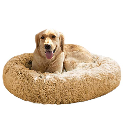 Mirkoo Beruhigendes Hundebett Flauschiges Plüsch Katzenbett Waschbar Rund Fell Donut Haustierbett für Große Mittlere Hunde und Katzen, Faux Fur Cuddler bis 11/15/24/45kg von Mirkoo