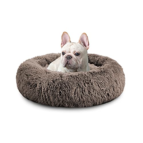 Mirkoo Dog Beds Beruhigendes Donut-Haustierbett, waschbar, Anti-Angst-Kunstfell, Haustierbett, rundes flauschiges Plüsch-Hundebett für große, mittelgroße und kleine Hunde (L/XL/XXL/XXXL) von Mirkoo