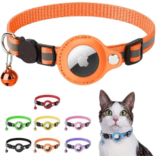 Bubble Cat – Halsband Bubble Cat für Airtag – Zubehör, kompatibel mit Apple Airtag, Sicherheit gegen Würgen für Katzen und Welpen, GPS nicht im Lieferumfang enthalten (Orange) von MiruMiru