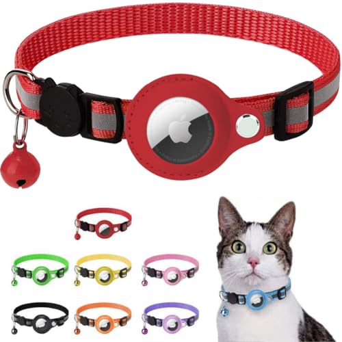 Bubble Cat – Halsband Bubble Cat für Airtag – Zubehör, kompatibel mit Apple Airtag, Sicherheit gegen Würgen für Katzen und Welpen, GPS nicht im Lieferumfang enthalten (rot) von MiruMiru