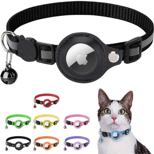 Bubble Cat Halsband für Airtag - Apple Airtag kompatibles Zubehör, Anti-Choke-Sicherheit für Katzen und Welpen, GPS nicht im Lieferumfang enthalten (Schwarz) von MiruMiru