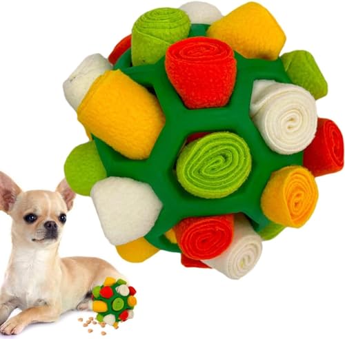 Interaktiver Schnüffelball für Hunde, Anreicherungsspielzeug für Hunde, bissfest, interaktives Leckerli-Puzzle-Spielzeug, tragbares Haustier-Schnüffelball, Spielzeug für kleine und mittelgroße Hunde von MisTho