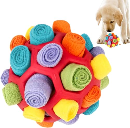 Interaktiver Schnüffelball für Hunde, Anreicherungsspielzeug für Hunde, bissfest, interaktives Leckerli-Puzzle-Spielzeug, tragbares Haustier-Schnüffelball, Spielzeug für kleine und mittelgroße Hunde von MisTho