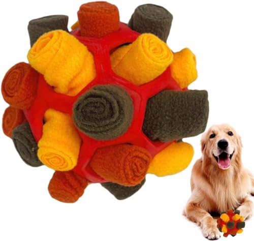 Interaktiver Schnüffelball für Hunde, Anreicherungsspielzeug für Hunde, bissfest, interaktives Leckerli-Puzzle-Spielzeug, tragbares Haustier-Schnüffelball, Spielzeug für kleine und mittelgroße Hunde von MisTho