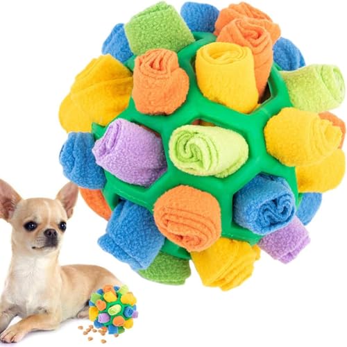 Interaktiver Schnüffelball für Hunde, Anreicherungsspielzeug für Hunde, bissfest, interaktives Leckerli-Puzzle-Spielzeug, tragbares Haustier-Schnüffelball, Spielzeug für kleine und mittelgroße Hunde von MisTho