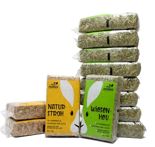 Miss Greeny - 9kg Wiesenheu und 3kg Natur-Stroh - in Handlichen 1kg Beuteln von Miss Greeny