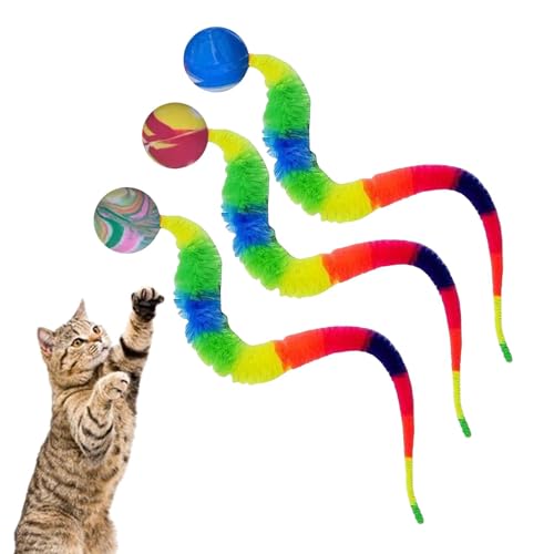 Missmisq 3 Stück Wackelball Für Katzen Katzenbälle Hüpfbälle Lustiges Katzenspielzeug Katze Hüpfball Wurmkatzenspielzeug Interaktives Spielzeug Für Katzen Hüpfball Katzenball Kätzchenspielzeug von Missmisq