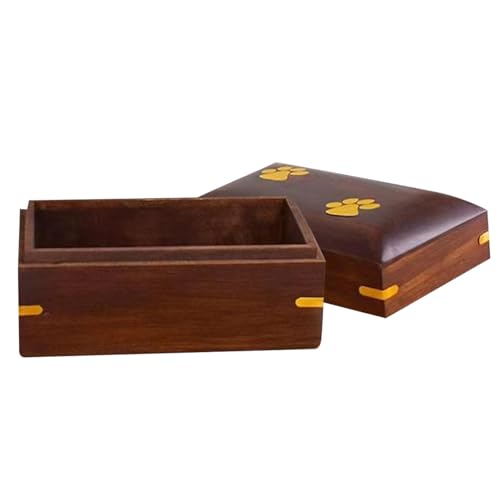 Missmisq Aschebox für Haustiere, Feuerbestattungsbox für Haustiere,Elegante Urnenbox aus Holz für geschätzte Haustiererinnerungen - Elegante Urnenbox mit Pfotenabdruck für Haustierasche, von Missmisq