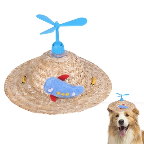 Missmisq Hüte für Katzen – Kreativer Hunde-Sonnenhut mit Propellern – Welpen-Sonnenkappen, verstellbarer Sombrero-Hut für kleine Hunde, mexikanische Foto-Requisite für den Außenbereich von Missmisq