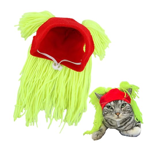 Missmisq Katzen-Kopfbedeckung, Wollmütze für Haustiere | Verstellbare Katzenkopfbedeckung, handgefertigtes Design | Katzenkostüm, Katzen-Outfits, lustiger Winter-Hund, warme Mütze für Weihnachten, von Missmisq