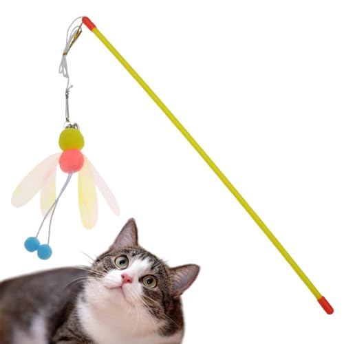 Missmisq Katzenangelspielzeug, Katzenspielzeug | Angelrute Katze Teaser Plüschball Spielzeug,Verstellbares Katzenspielzeug für große, mittelgroße und kleine Katzen von Missmisq