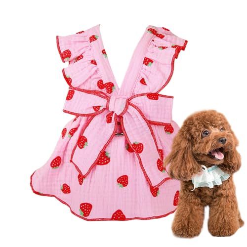 Missmisq Kleine Hundekleider für Frauen, Welpenkleider für Mädchen und kleine Hunde | Welpenkleidung Hundekleid - Süße Hundekleider mit Erdbeerdruck, Katzenbekleidung, Hundekleidung für kleine Hunde von Missmisq