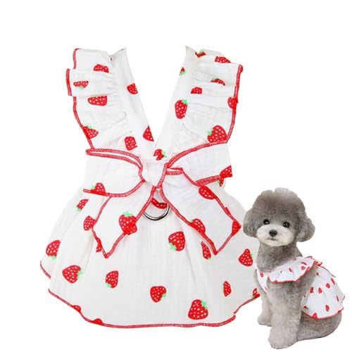 Missmisq Kleines Hundekleid, Hundekleider für kleine Hunde Mädchen,Katzenkleider Hundekleid Rock - Süße Hundekleider mit Erdbeerdruck, Katzenbekleidung, Hundekleidung für kleine Hunde und Mädchen von Missmisq