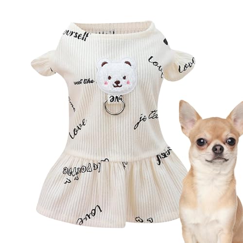 Missmisq Kleines Hundekleid, Kostüm für Hunde, Hundekostüm mit Cartoon-Bärenmuster aus Polyester, Modische Alltagskleidung für Hunde, bequeme weiche Haustierkleidung für drinnen, draußen, Tierhandlung von Missmisq