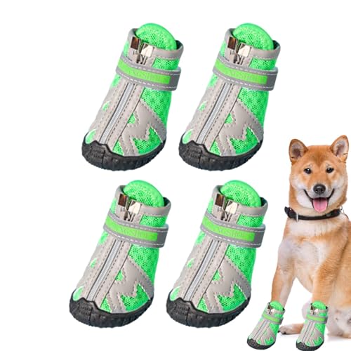 Missmisq Mesh-Hundeschuhe,Hundeschuhe Outdoor - Hundestiefel mit reflektierendem | Atmungsaktive, rutschfeste Hundeschuhe in 5 Größen mit robuster Gummisohle. Für Spaziergänge im Freien und auf von Missmisq