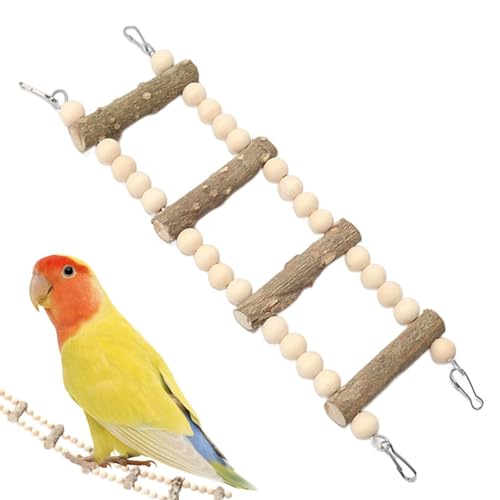 Missmisq Papageienschwungleiter, Holzvogelleiter | Holzspeicherspielzeugleiter,Kleine Vögel kauen Barschständer für Conures, Sittiche, Hamsterkletterspielzeug von Missmisq