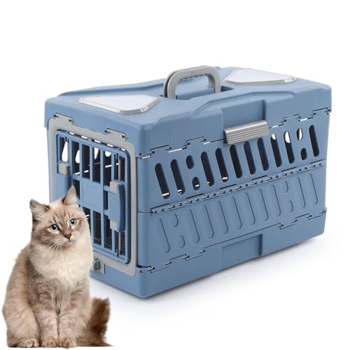 Missmisq Transportbox für Haustiere, Transportbox für Haustiere,Faltbarer Reisekäfig für Hunde - Haustier-Tragegerät mit unterem Trennnetz für Flugzeug-Lufttransport, Ausgehen, Reisen, Camping von Missmisq