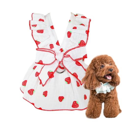 Missmisq Welpenkleider für Mädchen, kleine Hunde, Kleid für kleine Hunde - Katzenkleider Hundekleid Rock | Süße Hundekleider mit Erdbeerdruck, Katzenbekleidung, Hundekleidung für kleine Hunde und von Missmisq