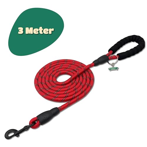 Mister Mill Reflektierende Hundeleine - Hundeleine - Hundeleine - Hundeleine (Rot, 3 Meter) von Mister Mill