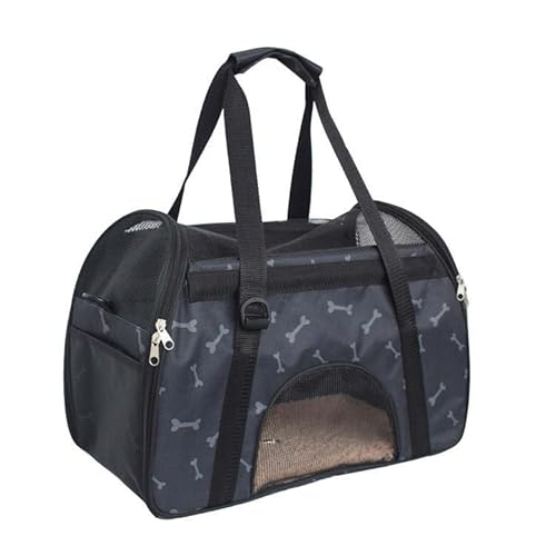 Mister Mill Tragetasche Hund Katze - Reisetasche - Tragetasche - Transporttasche - Hundetragetasche - Hundeträger Schwarz mit Knochen Print von Mister Mill