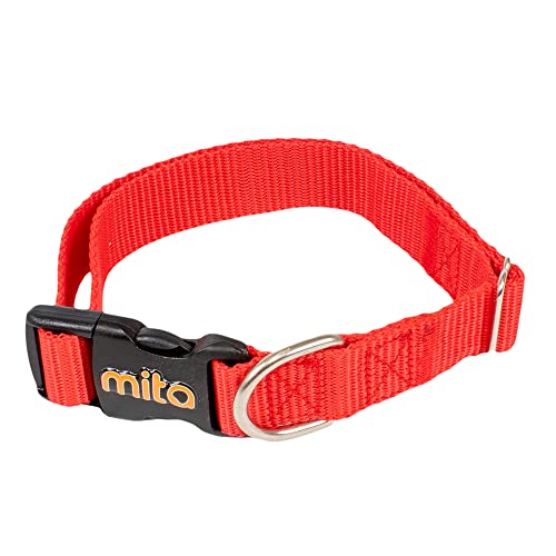 Klassisches Hundehalsband aus Nylon, verstellbar, für Welpen, kleine, mittelgroße und große Hunde, Halsumfang 36,8-50,8 cm, Breite 1,9 cm, Größe M (Rot) von Mita