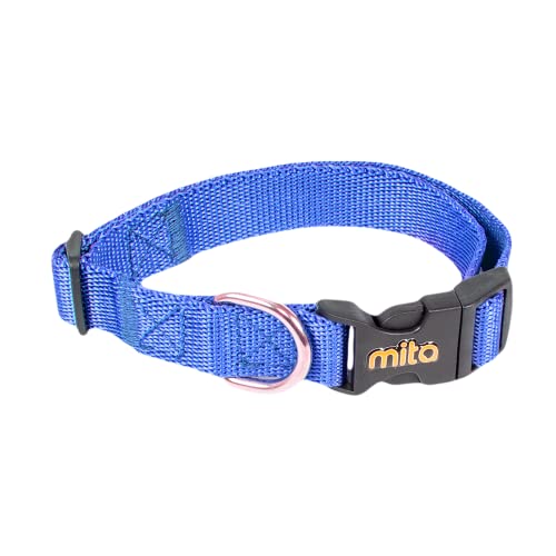 Klassisches Hundehalsband aus Nylon, verstellbar, für Welpen, kleine, mittelgroße und große Hunde, Halsumfang 36,8–50,8 cm, Breite 1,9 cm, Größe M (blau) von Mita