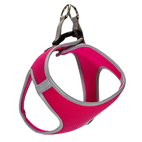 Mesh Hundegeschirr Atmungsaktiv Hundegeschirr No-Choke Hundegeschirr Air Mesh Geschirr Step-in Hundegeschirr Nacht Reflektierendes Mesh Geschirr Quick Fit (Neon Pink, S) von Mita